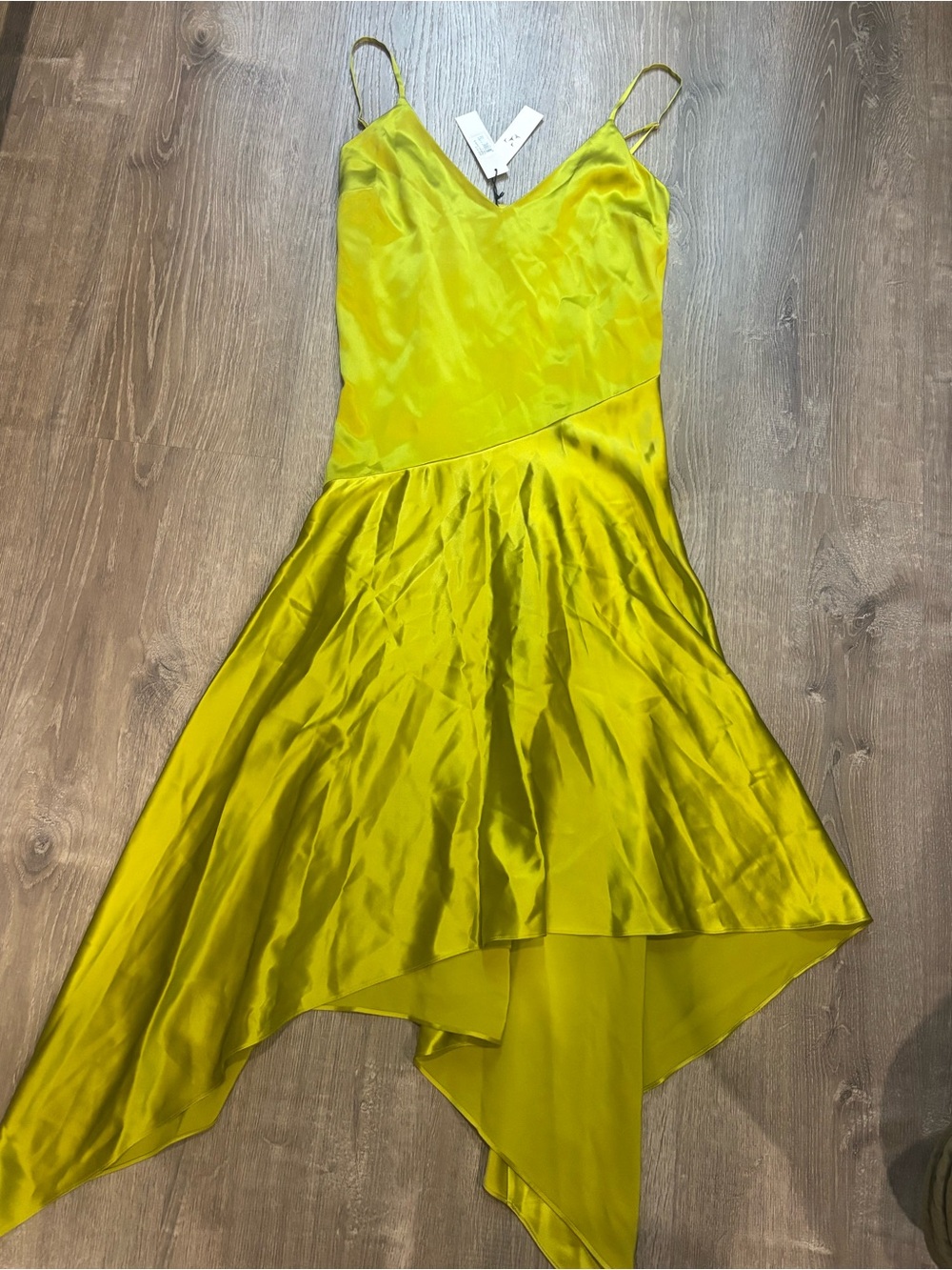 Fleur du Mal Chartreuse 100% Silk Handkerchief Midi Dress NWT - Picture 5 of 6